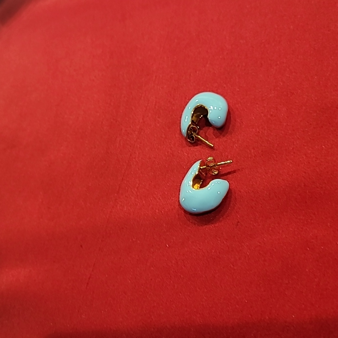 Missoma, Squiggle Chubby Two Tone Enamel Hoop Earrings New